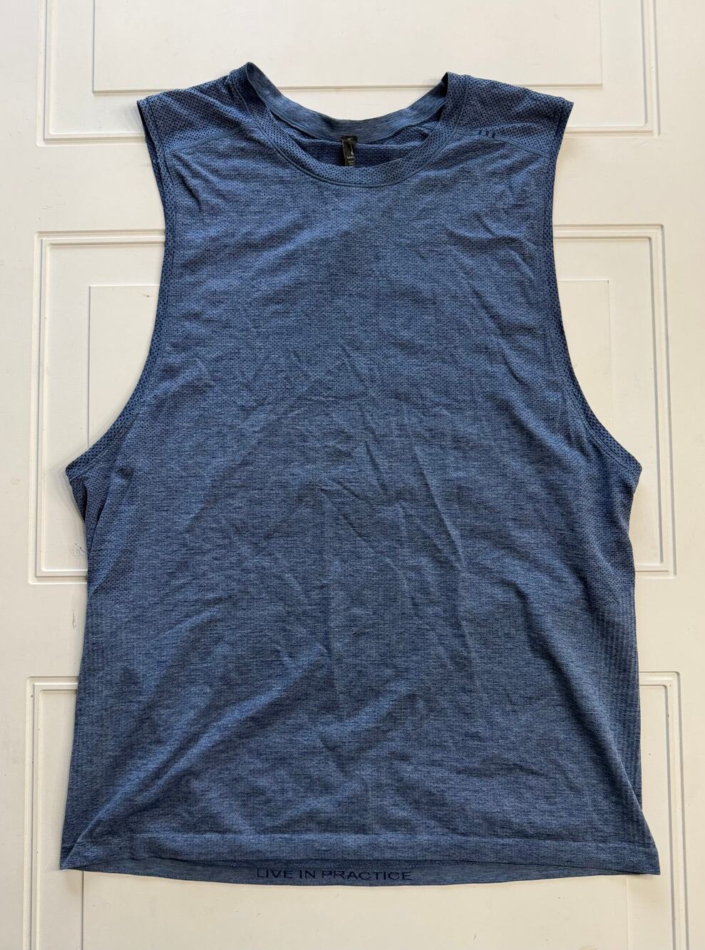 Lululemon Mens Sz L Blue Metal Vent Live in Practice Workout Tank Top Shirt